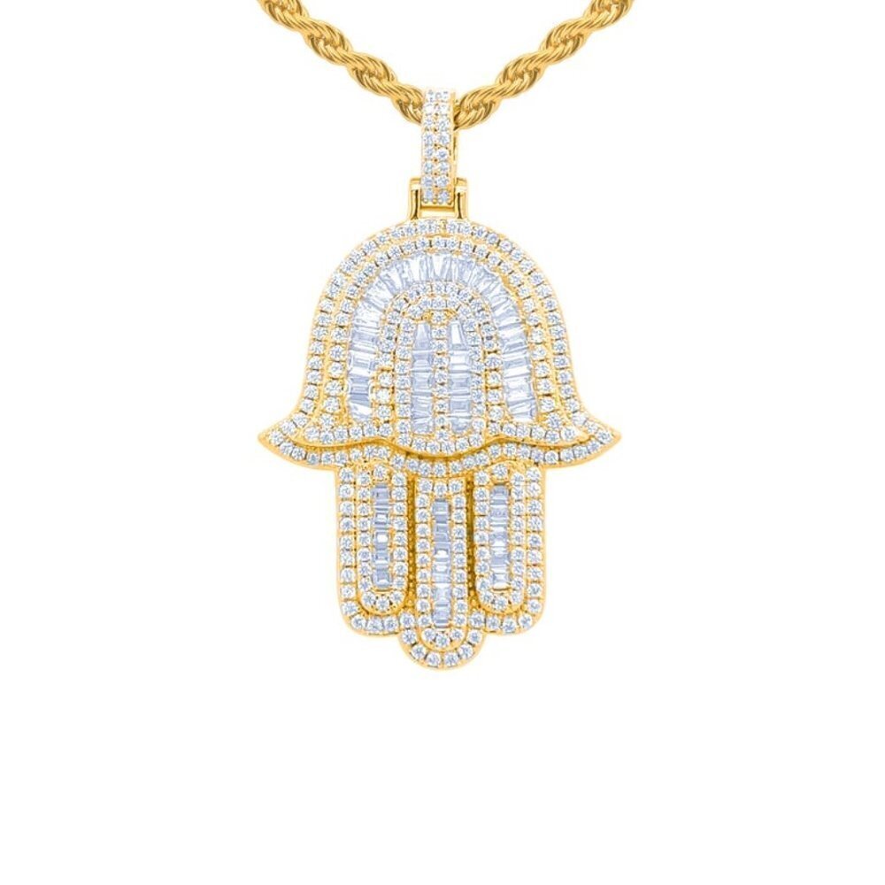 Women's 14k Iced Out Hamsa Pendant / Men's Jewelry / Evil